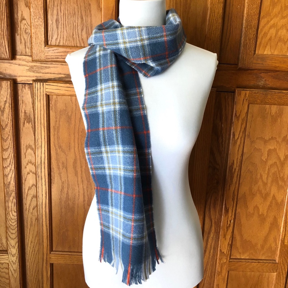 Highland Home Industries Scotland Blue Plaid Scarf